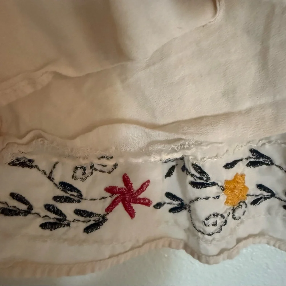 Free People Frida Embroidered Boho Mini Dress Cream XS Festival Peasant - Picture 9 of 13